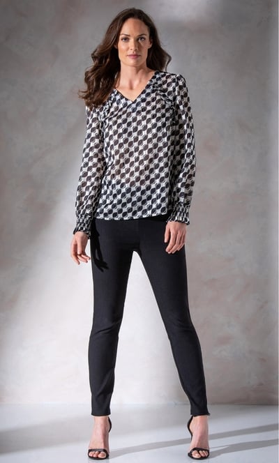 Printed Chiffon Long Sleeve Top