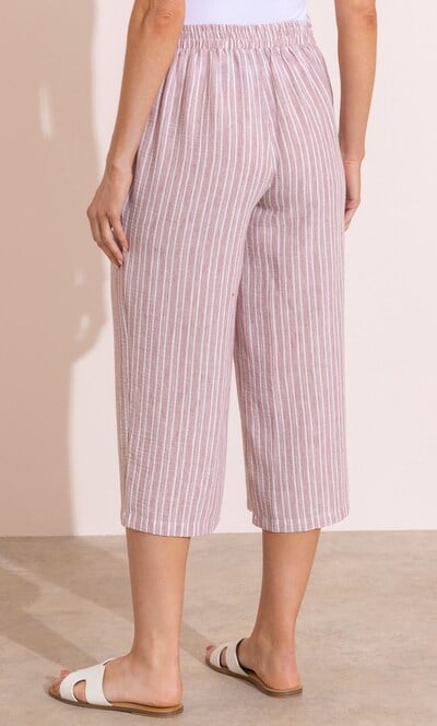 Striped Wide Leg Cropped Trousers