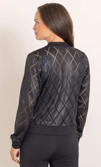 Diamond Pattern Bomber Jacket