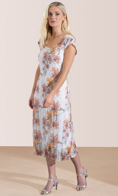 Pleated Lace Printed Dress