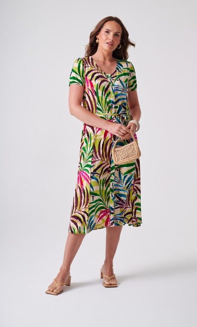 Anna Rose Leaf Printed Jersey Midi Dress