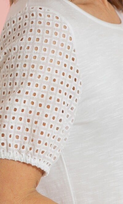 Anna Rose Eyelet Embroidered Sleeve Top