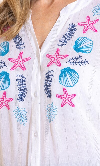 Anna Rose Seaside Embroidered Blouse