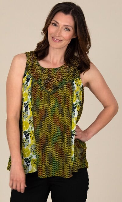 Embellished printed Sleeveless Top