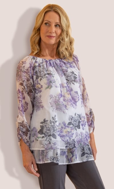 Anna Rose Printed Chiffon Top