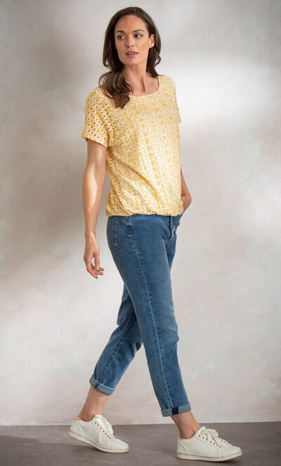 Printed Textured Jersey Top