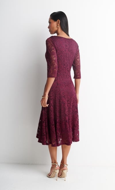 Anna Rose Floral Stretch Lace Midi Dress