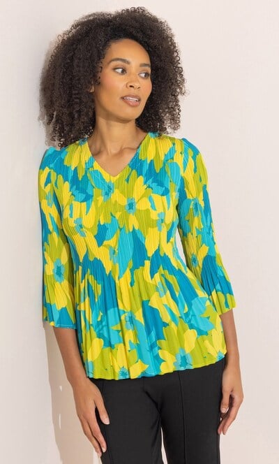 Floral Print Pleated Top