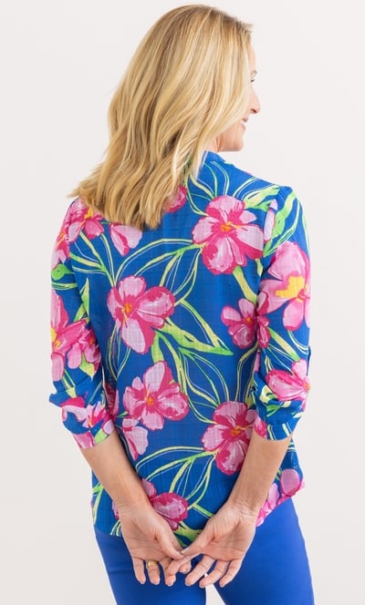 Anna Rose Bouquet Print Shirt With Necklace