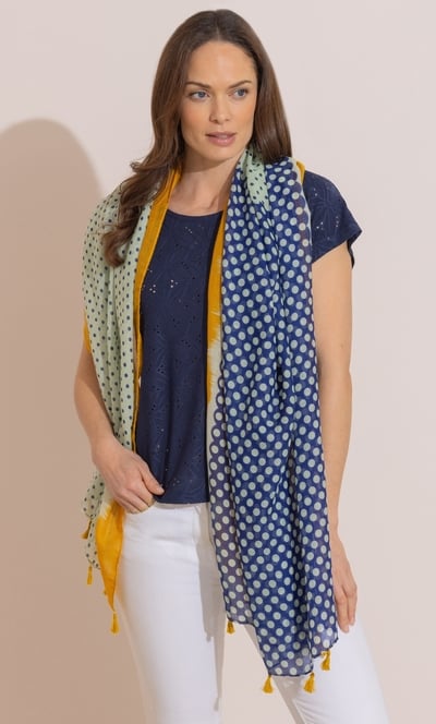 Lightweight Polka Dot Tassel Scarf