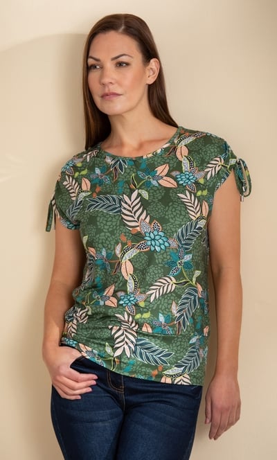 Botanical Printed Tie Sleeve Top