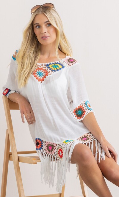Crochet Detail Tassel Top