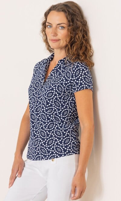 Anna Rose Spot Print Polo Top