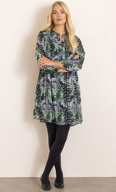 Printed Blouson Sleeve Tunic Top
