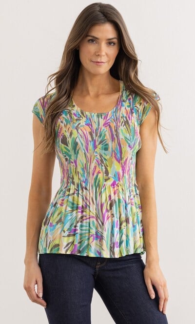 Garden Print Pleated Top