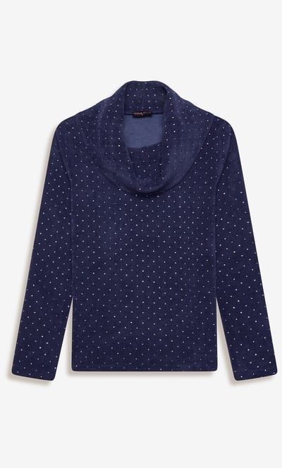 Anna Rose Embellished Cowl Neck Chenille Jumper
