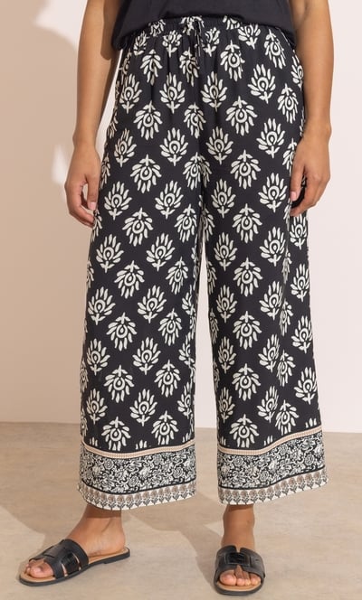 Printed Wide Leg Trousers