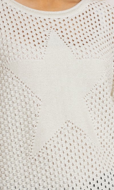 Shimmer Open Knit Short Sleeve Star Jumper