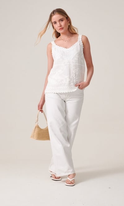 Embroidered And Crochet Trim Top
