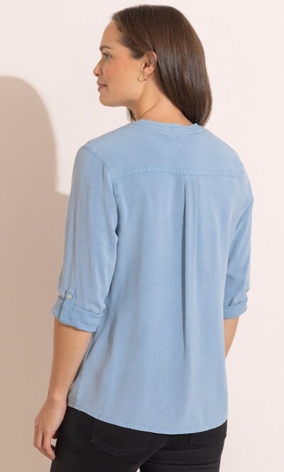 Washed Turn Up Sleeve Shirt
