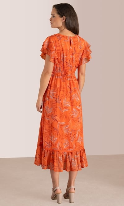 Printed Wrap Top Midi Dress