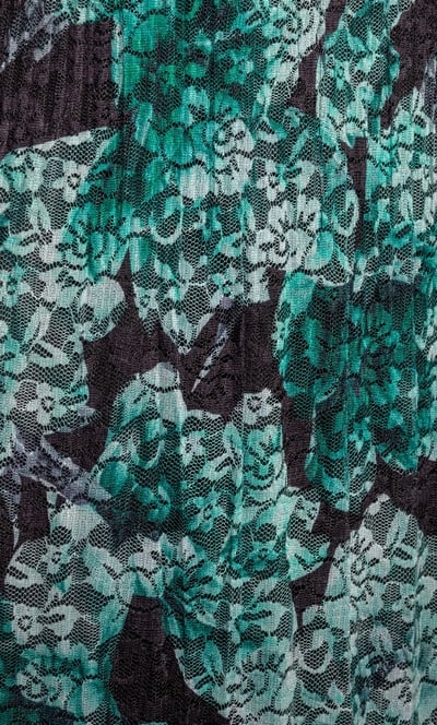Printed Lace Pleat Midi Dress