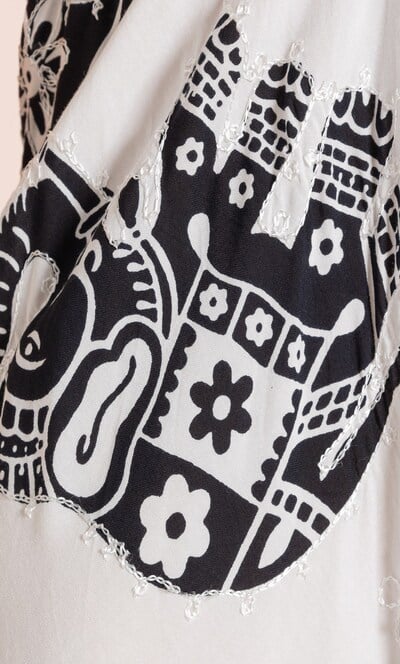 Embroidered And Printed Hanky Hem Dress