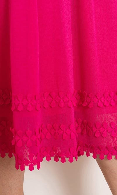 Anna Rose Crochet Trim Mesh Midi Dress