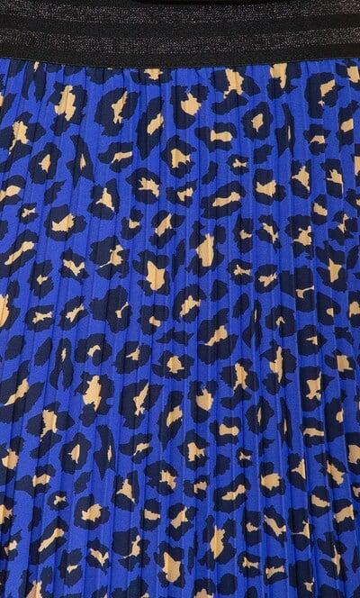 Animal Print Pleated Maxi Skirt