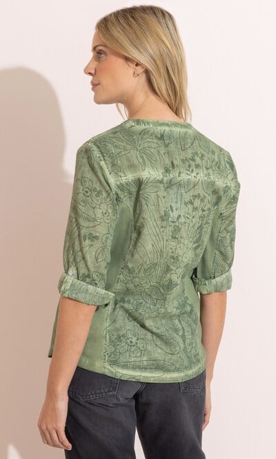 Printed Panelled Cotton Shirt