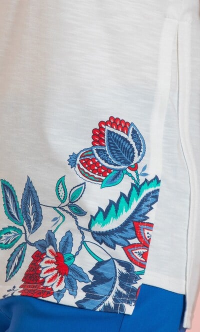 Anna Rose Embellished Placement Print Top