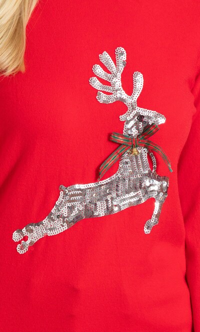 Sequin Reindeer Christmas Jumper