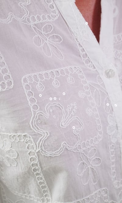 Floral Embellished Cotton Shirt