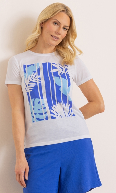 Embellished Printed Short Sleeve Top