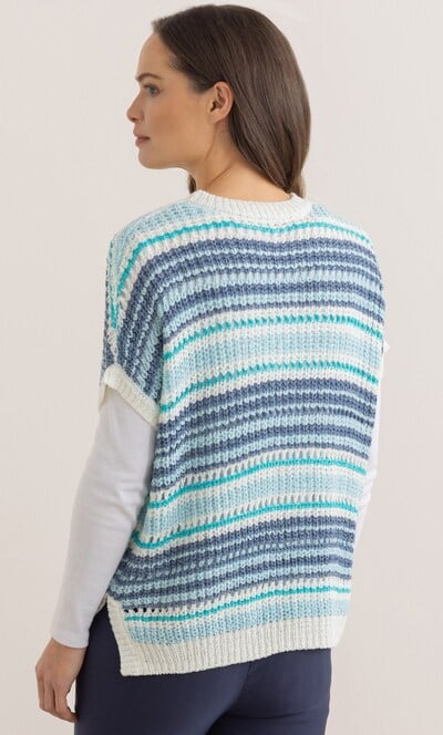Striped Tape Yarn Short Sleeve Jumper