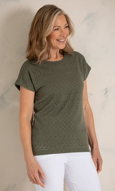 Anna Rose Eyelet Jacquard Top
