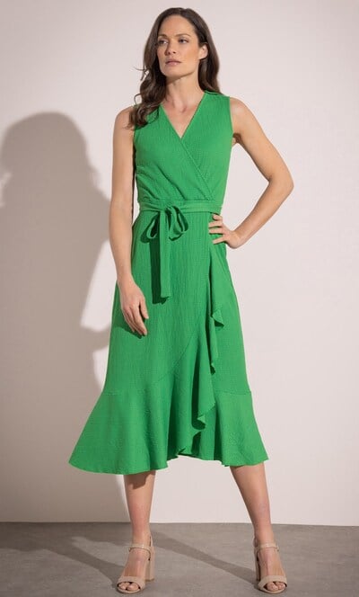 Sleeveless Frill Midi Dress