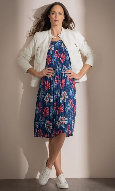 Floral Print Pleated Dress