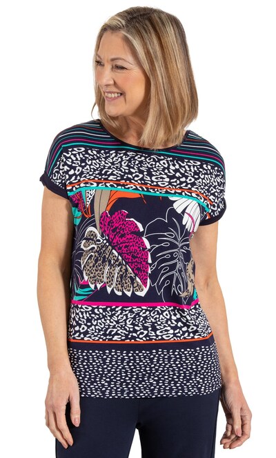 Anna Rose Placement Print Jersey Top