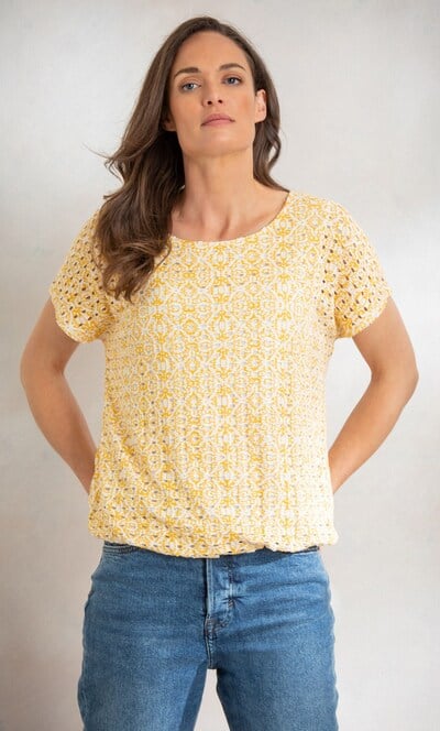 Printed Textured Jersey Top