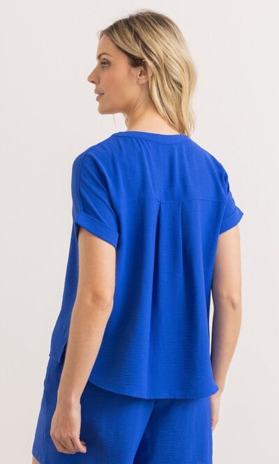 Textured V Neck Blouse