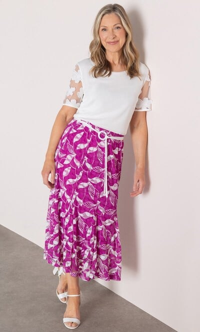 Anna Rose Printed Lace Midi Skirt