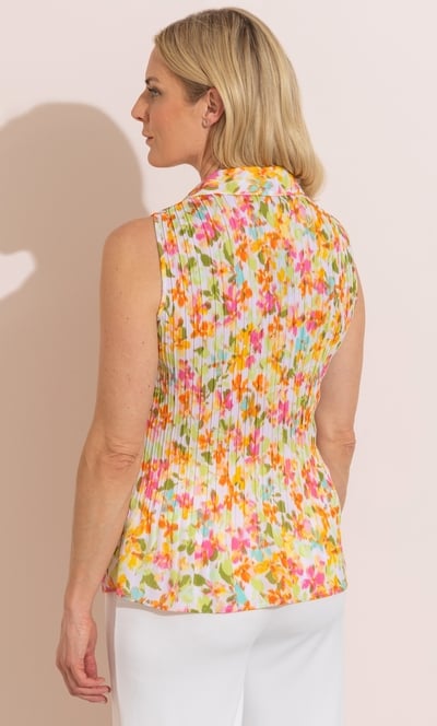 Anna Rose Floral Print Pleated Top