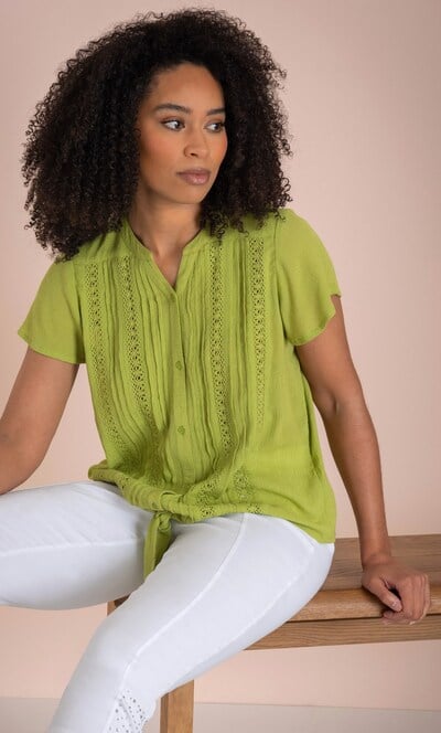 Tie Front Short Sleeve Blouse