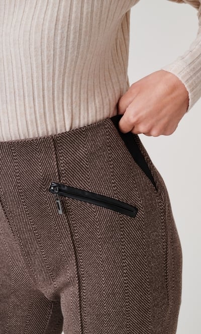 Chevron Patterned Slim Leg Trousers
