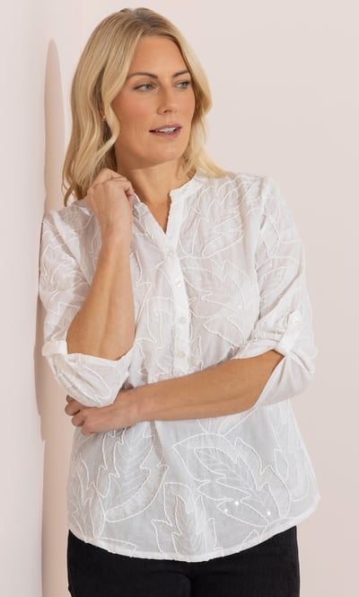 Anna Rose Embellished Cotton Blouse