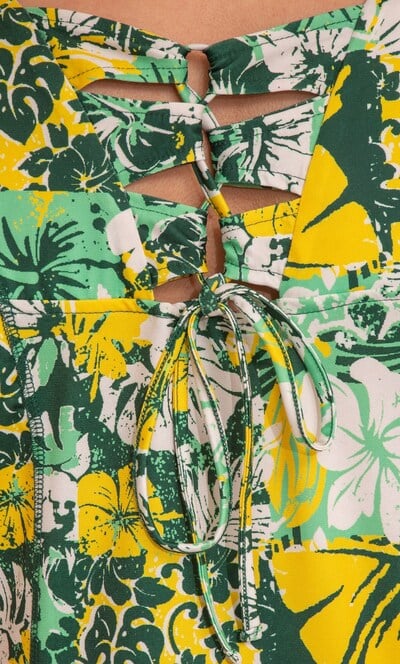 Floral Print Panelled Stretch Dress