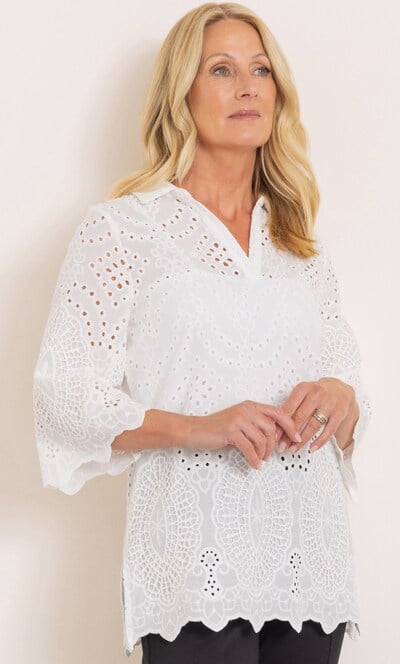 Anna Rose Eyelet Embroidered Cotton Top