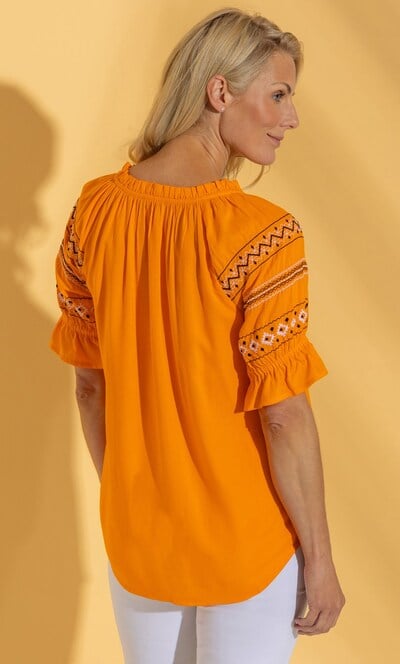 Embroidered Short Sleeve Boho Top