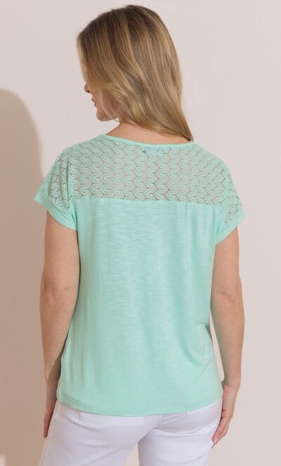 Lace Trim Short Sleeve Jersey T-Shirt